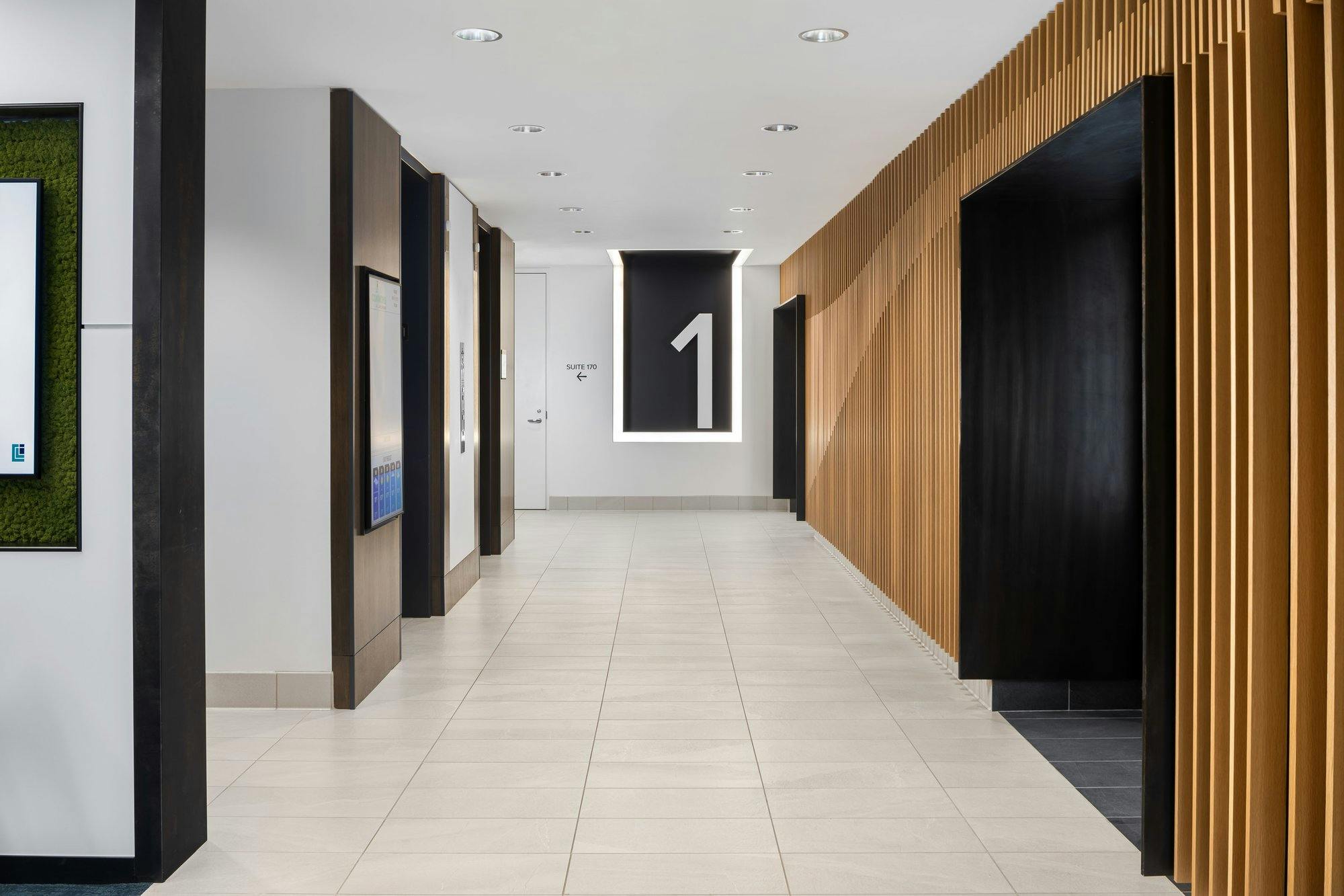 first-floor hallway in a commercial office space