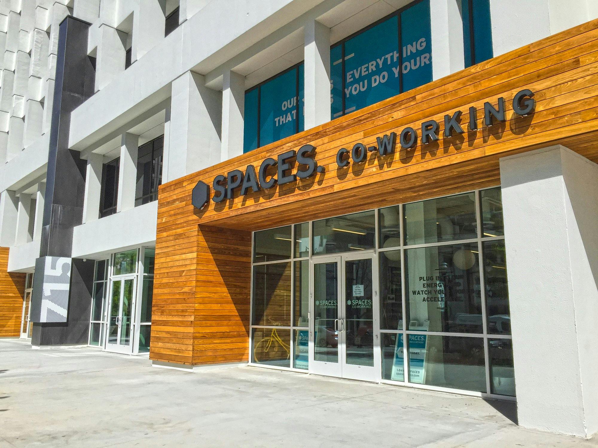 Exterior image of SPACES co-working entrance.