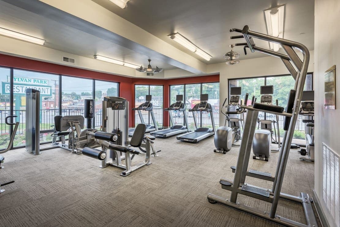 Resident fitness center with treadmills, weight benches, cardio equipment and more.