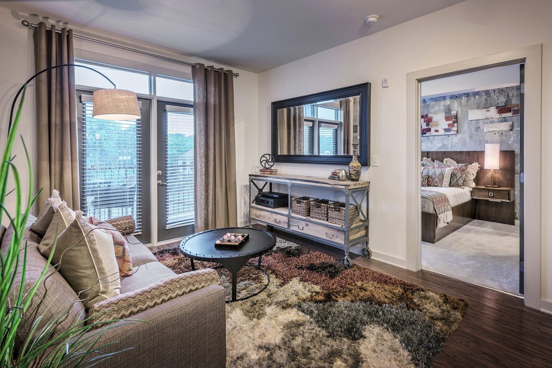 Resident suite with open floorplan and view.