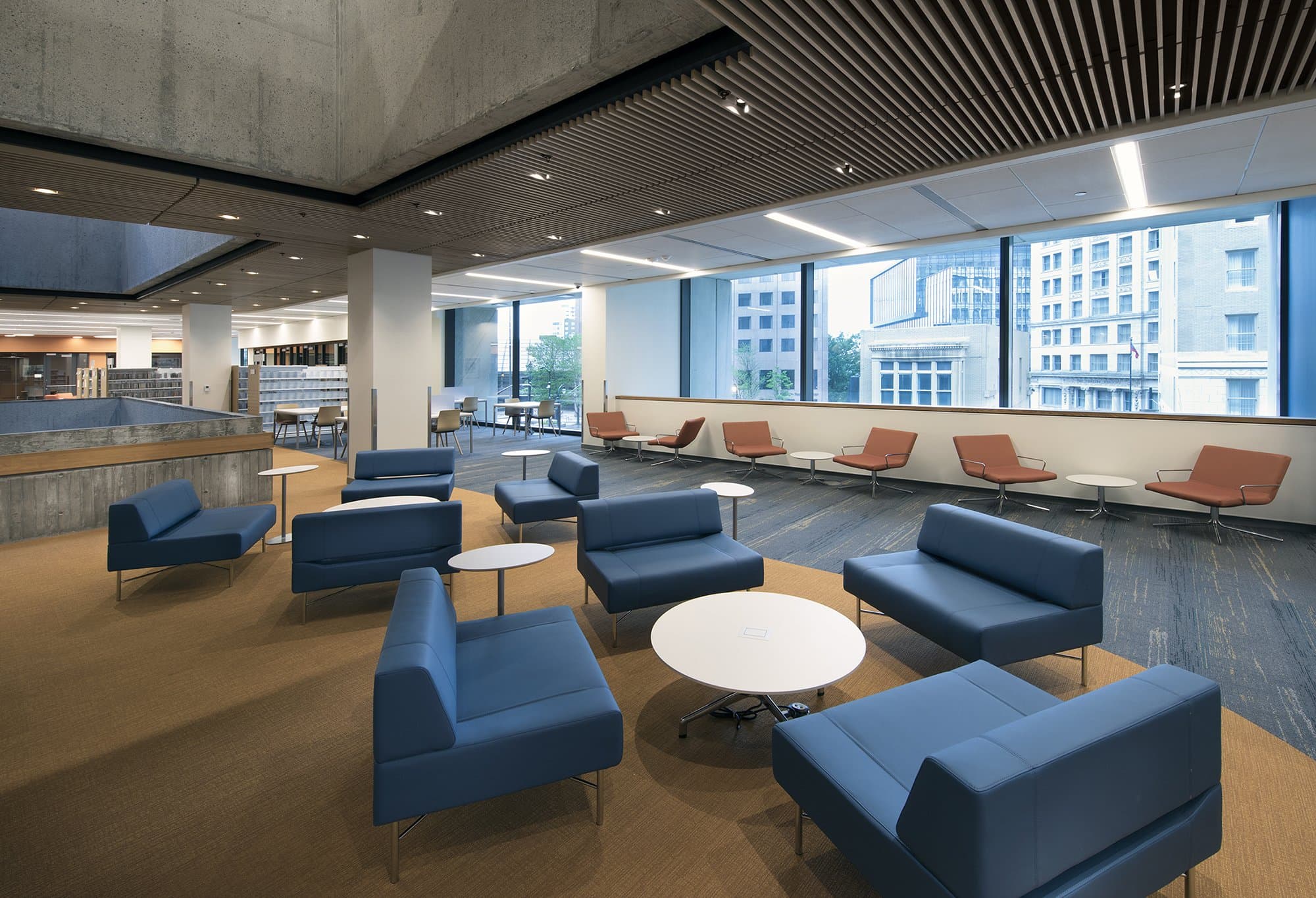Rendering of a seating area inside of the library.