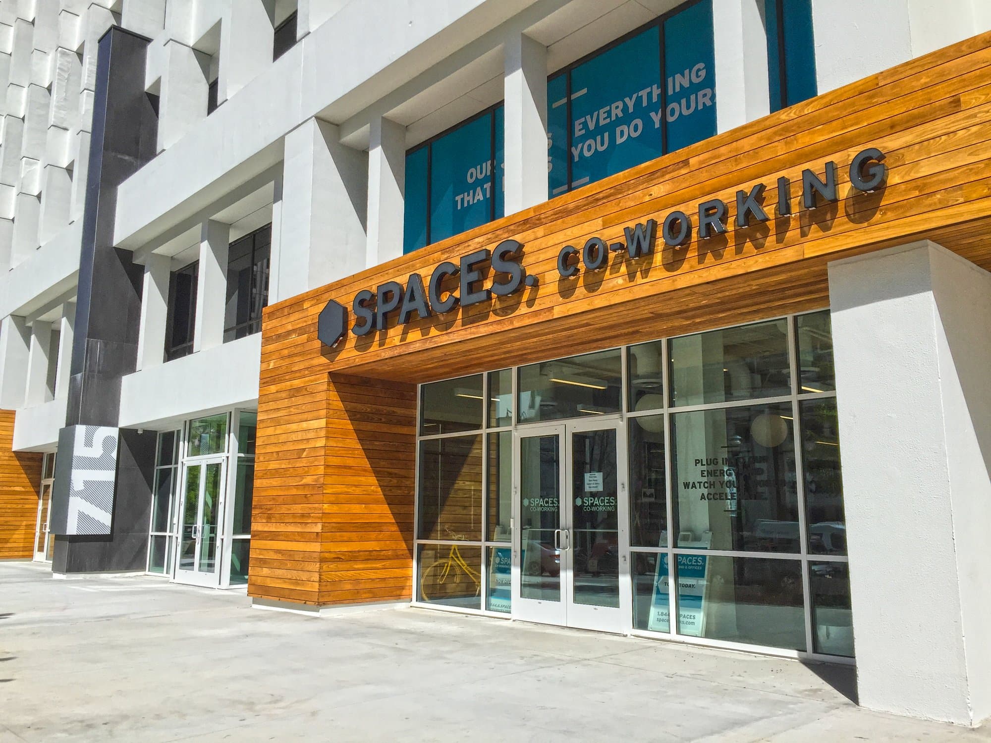 Exterior image of SPACES co-working entrance.